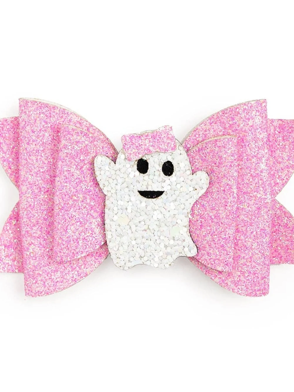 Sweet Wink Pink Glitter Ghost Hair Bow for Kids